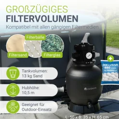 Sandfilteranlage für Pools bis 47m³ Sandfilterpumpe mit Filterbällen für klares Wasser