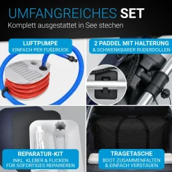 Schlauchboot 3,80 m Paddelboot für 6 Personen - inkl. Paddel, Luftpumpe und mehr