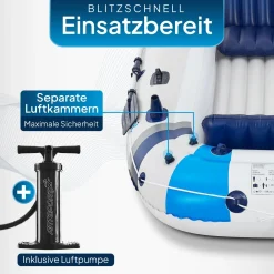 Schlauchboot Paddelboot mit zwei Sitzbänken - 3,22 m Ruderboot 3,22 m Set mit Luftpumpe, Paddel, Tasche & Reparaturset