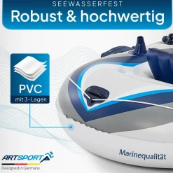 Schlauchboot Paddelboot mit zwei Sitzbänken - 3,22 m Ruderboot 3,22 m Set mit Luftpumpe, Paddel, Tasche & Reparaturset