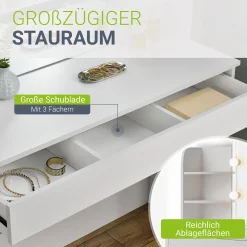 Schminktisch Bella mit Hocker Melly Mit Spiegel & LED-Licht für beste Styling-Ergebnisse