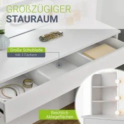 Schminktisch Bella mit LED Beleuchtung Frisiertisch mit Spiegel und viel Stauraum