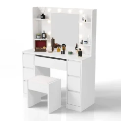 Schminktisch mit Spiegel Malia Eleganter Schminktisch mit Licht & viel Stauraum