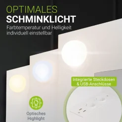 Schminktisch mit Spiegel Malia Eleganter Schminktisch mit Licht & viel Stauraum