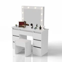 Schminktisch mit Spiegel Talea Eleganter Schminktisch mit Licht & viel Stauraum
