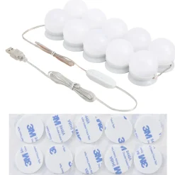 Schminktisch Nova mit Hocker Melly Kosmetiktisch mit LEDs, Spiegel, Schubladen & Fächern