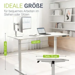 Schreibtisch Office Stand Elektrisch höhenverstellbarer Arbeitsplatz mit Headset-Halterung und Kabelführung