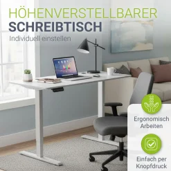 Schreibtisch Office Stand Elektrisch höhenverstellbarer Arbeitsplatz mit Headset-Halterung und Kabelführung