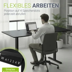 Schreibtisch Office Stand Elektrisch höhenverstellbarer Arbeitsplatz mit Headset-Halterung und Kabelführung