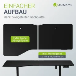 Schreibtisch Office Stand Elektrisch höhenverstellbarer Arbeitsplatz mit Headset-Halterung und Kabelführung