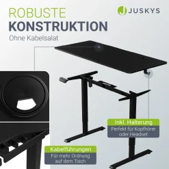 Schreibtisch Office Stand Elektrisch höhenverstellbarer Arbeitsplatz mit Headset-Halterung und Kabelführung