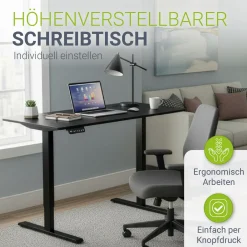 Schreibtisch Office Stand Elektrisch höhenverstellbarer Arbeitsplatz mit Headset-Halterung und Kabelführung