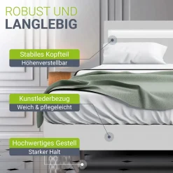 Schwebebett Lissabon Elegant schwebendes Polsterbett mit LED-Beleuchtung