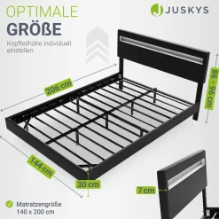 Schwebebett Lissabon Elegant schwebendes Polsterbett mit LED-Beleuchtung