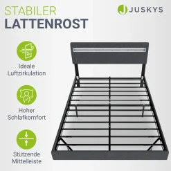 Schwebebett Lissabon Elegant schwebendes Polsterbett mit LED-Beleuchtung