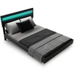 Schwebebett Lissabon Elegant schwebendes Polsterbett mit LED-Beleuchtung