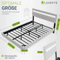 Schwebebett Lissabon Elegant schwebendes Polsterbett mit LED-Beleuchtung