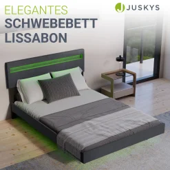 Schwebebett Lissabon Elegant schwebendes Polsterbett mit LED-Beleuchtung