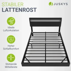 Schwebebett Lissabon Elegant schwebendes Polsterbett mit LED-Beleuchtung