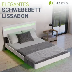 Schwebebett Lissabon Elegant schwebendes Polsterbett mit LED-Beleuchtung