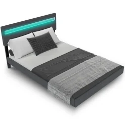 Schwebebett Lissabon Elegant schwebendes Polsterbett mit LED-Beleuchtung