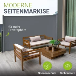 Seitenmarkise Dubai Ausziehbarer Sichtschutz für Garten und Terrasse