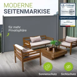 Seitenmarkise Dubai Ausziehbarer Sichtschutz für Garten und Terrasse