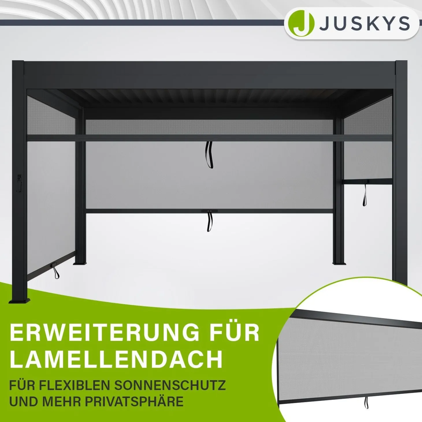 Seitenwand für Lamellendach Tahiti Verstellbares Rollo für Pergola - flexibler Sicht- & Sonnenschutz