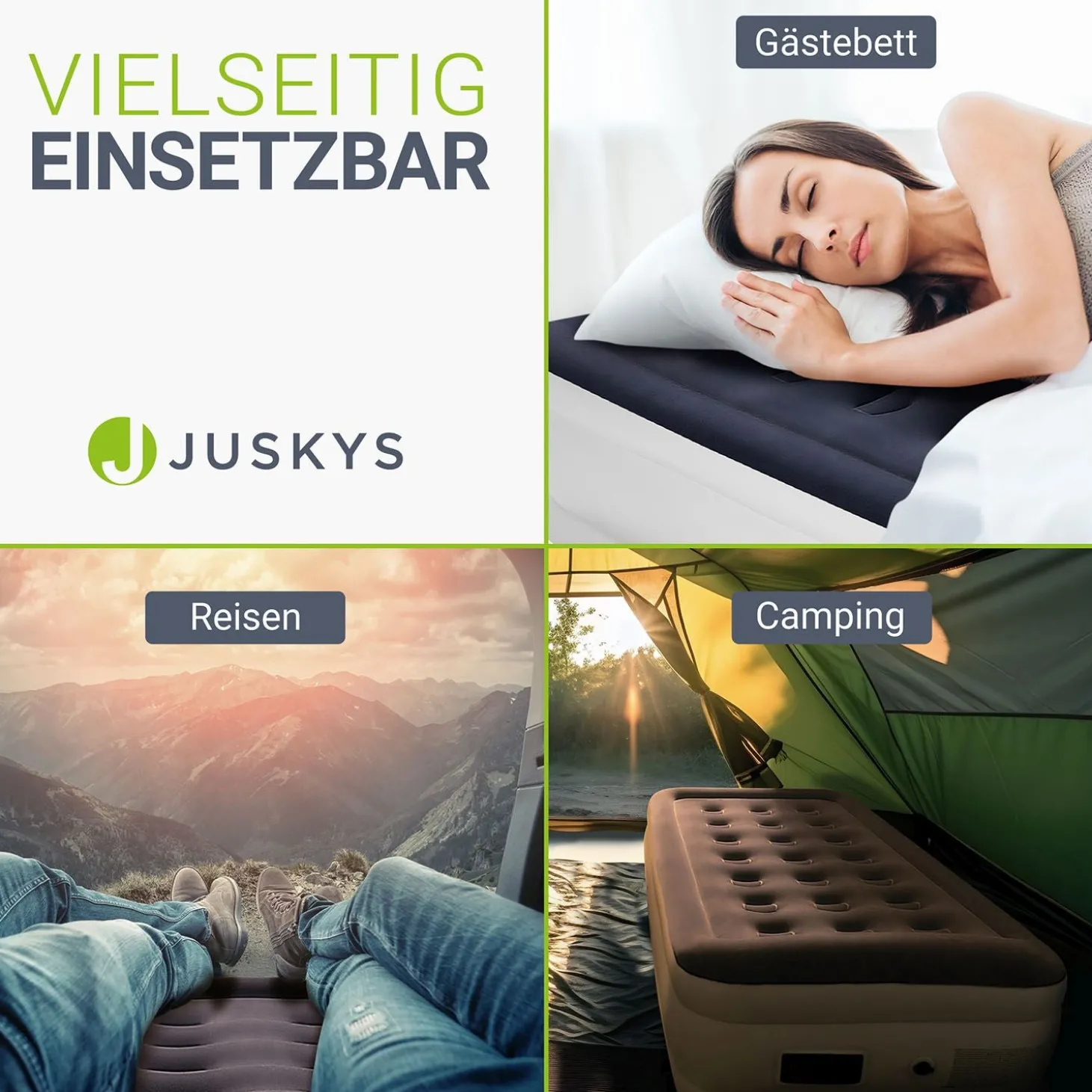 Selbstaufblasende Luftmatratze Sapri Bequemes Luftbett zum Camping oder für 1-2 Gäste