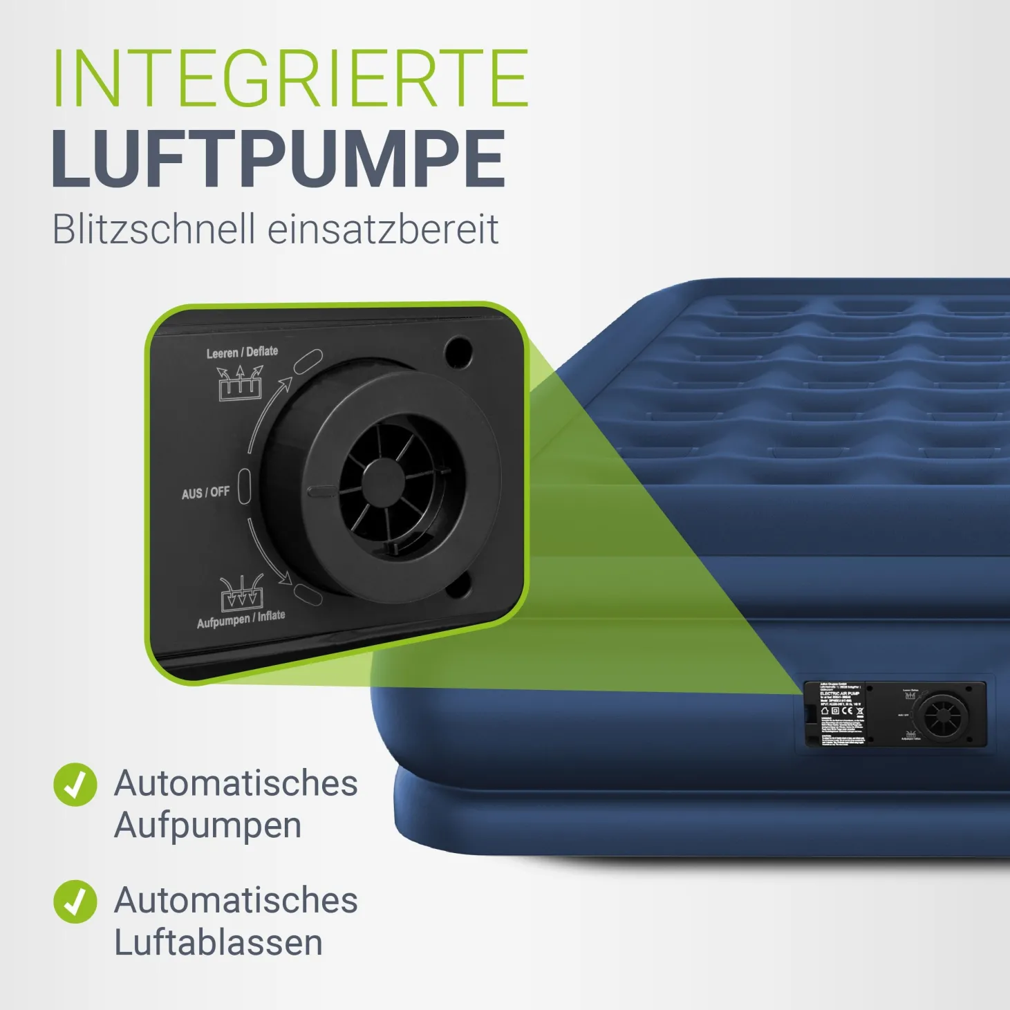Selbstaufblasende Luftmatratze Sapri Bequemes Luftbett zum Camping oder für 1-2 Gäste