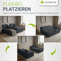 Sofa Coredo mit Cord Bezug & Dekokissen Gemütliche Couch mit Schaumstoff und Boxspringkern