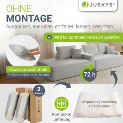 Sofa Coredo mit Cord Bezug & Dekokissen Gemütliche Couch mit Schaumstoff und Boxspringkern