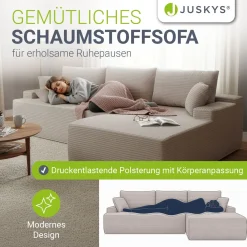 Sofa Coredo mit Cord Bezug & Dekokissen Gemütliche Couch mit Schaumstoff und Boxspringkern