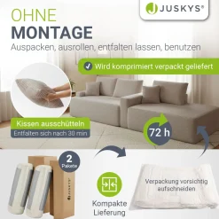 Sofa Coredo mit Cord Bezug & Dekokissen Gemütliche Couch mit Schaumstoff und Boxspringkern