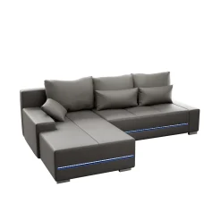 Sofa Davos mit LED Gemütliche Couch in L-Form mit Schlaffunktion