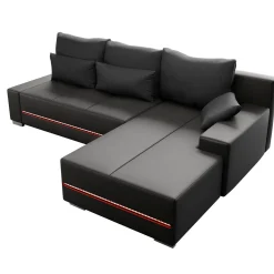 Sofa Davos mit LED Gemütliche Couch in L-Form mit Schlaffunktion