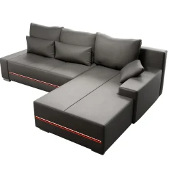 Sofa Davos mit LED Gemütliche Couch in L-Form mit Schlaffunktion