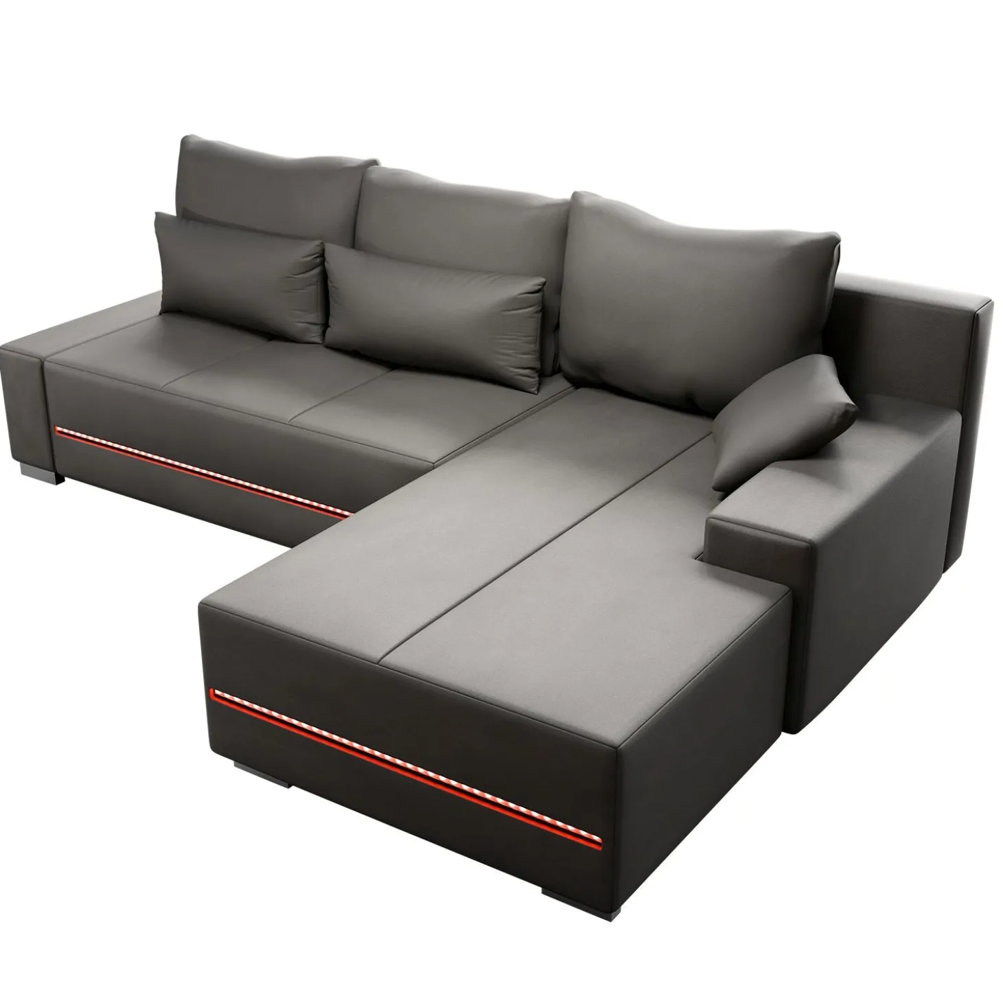 Sofa Davos mit LED Gemütliche Couch in L-Form mit Schlaffunktion