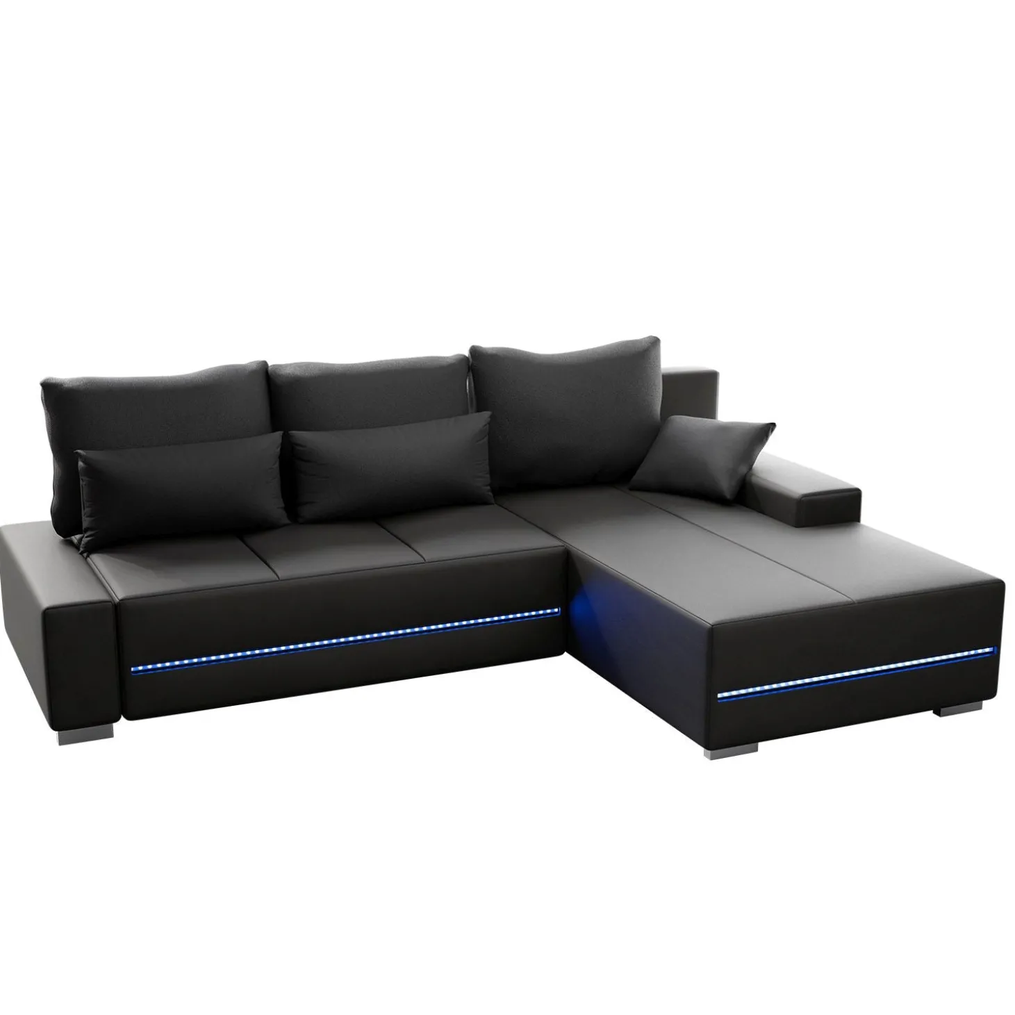 Sofa Davos mit LED Gemütliche Couch in L-Form mit Schlaffunktion
