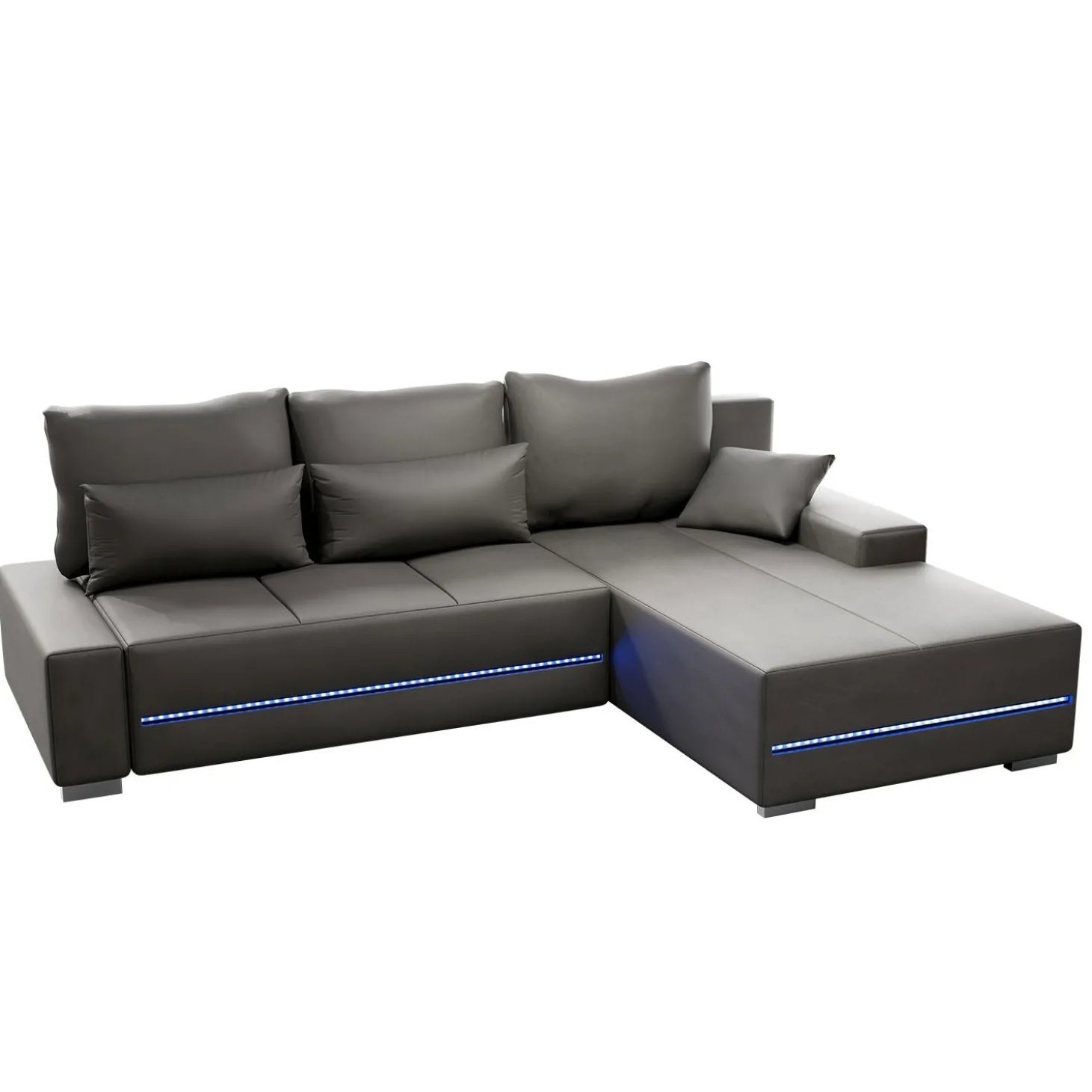 Sofa Davos mit LED Gemütliche Couch in L-Form mit Schlaffunktion