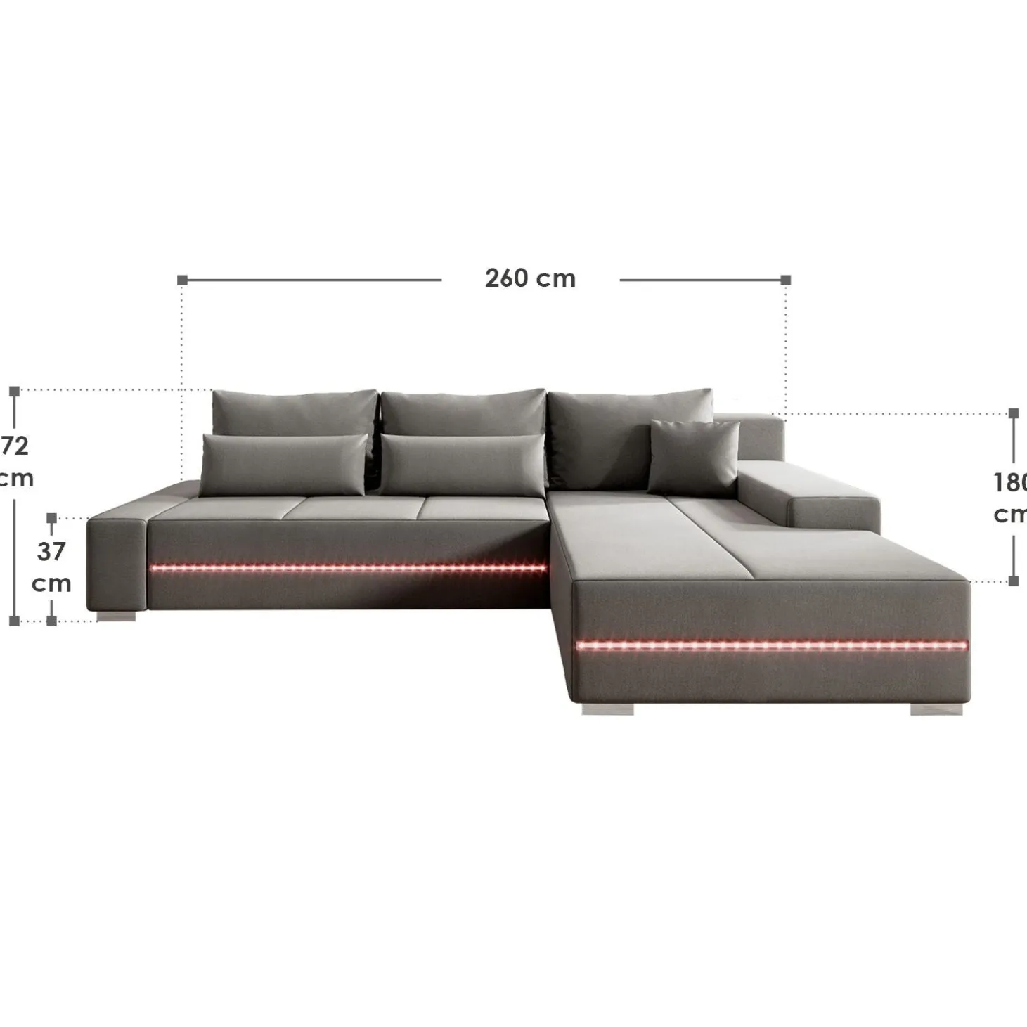 Sofa Davos mit LED Gemütliche Couch in L-Form mit Schlaffunktion
