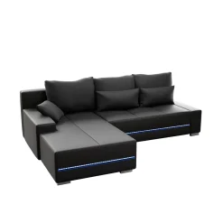 Sofa Davos mit LED Gemütliche Couch in L-Form mit Schlaffunktion