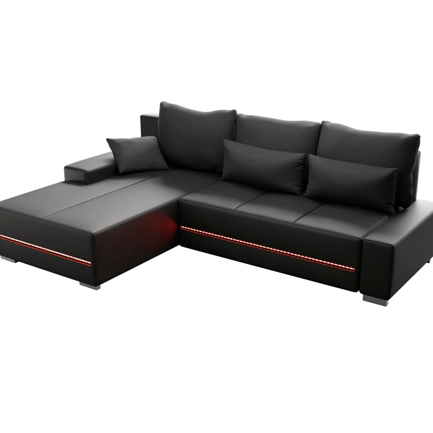 Sofa Davos mit LED Gemütliche Couch in L-Form mit Schlaffunktion