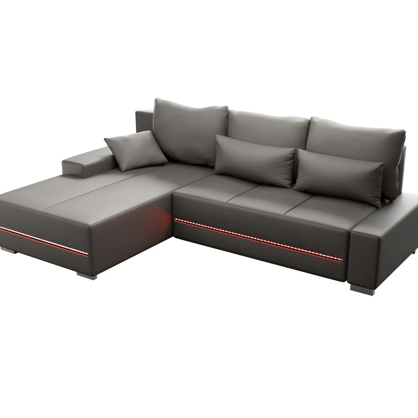Sofa Davos mit LED Gemütliche Couch in L-Form mit Schlaffunktion