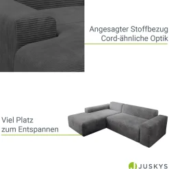 Sofa in L-Form Vals Gemütliche Couch in Cord-Optik