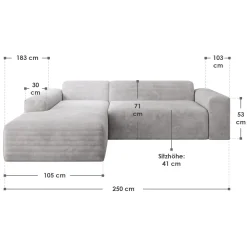Sofa in L-Form Vals Gemütliche Couch in Cord-Optik