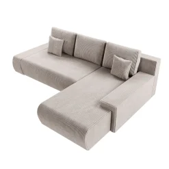 Sofa Iseo mit Schlaffunktion Trendige & bequeme Couch mit Cord-ähnlichem Stoff