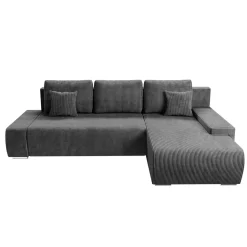 Sofa Iseo mit Schlaffunktion Trendige & bequeme Couch mit Cord-ähnlichem Stoff