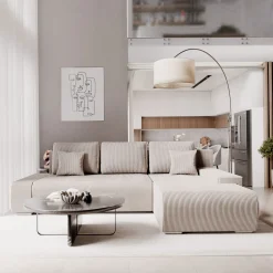 Sofa Iseo mit Schlaffunktion Trendige & bequeme Couch mit Cord-ähnlichem Stoff