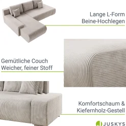 Sofa Iseo mit Schlaffunktion Trendige & bequeme Couch mit Cord-ähnlichem Stoff